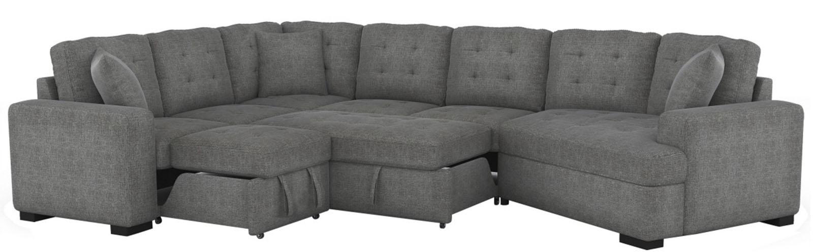 Five Star Furniture - Logansport Left Side 2-Seater with Pull-out Ottoman and 1 Pillow in Gray 9401GRY-2L