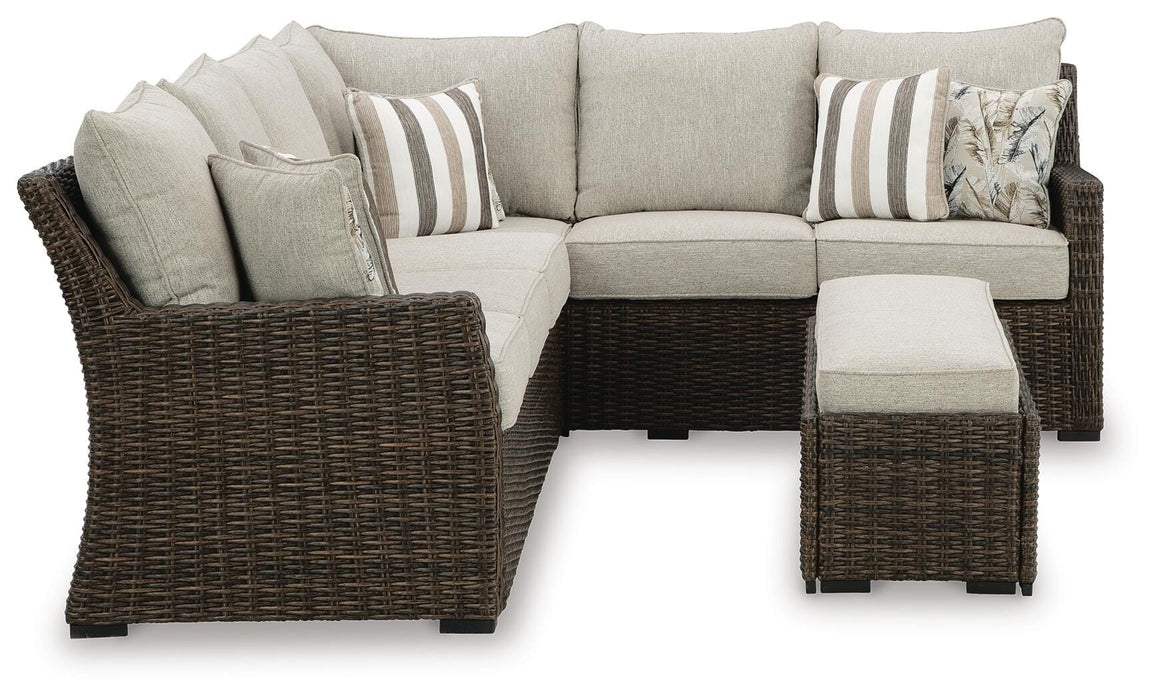 Five Star Furniture - Brook Ranch Outdoor Sofa Sectional/Bench with Cushion (Set of 3)