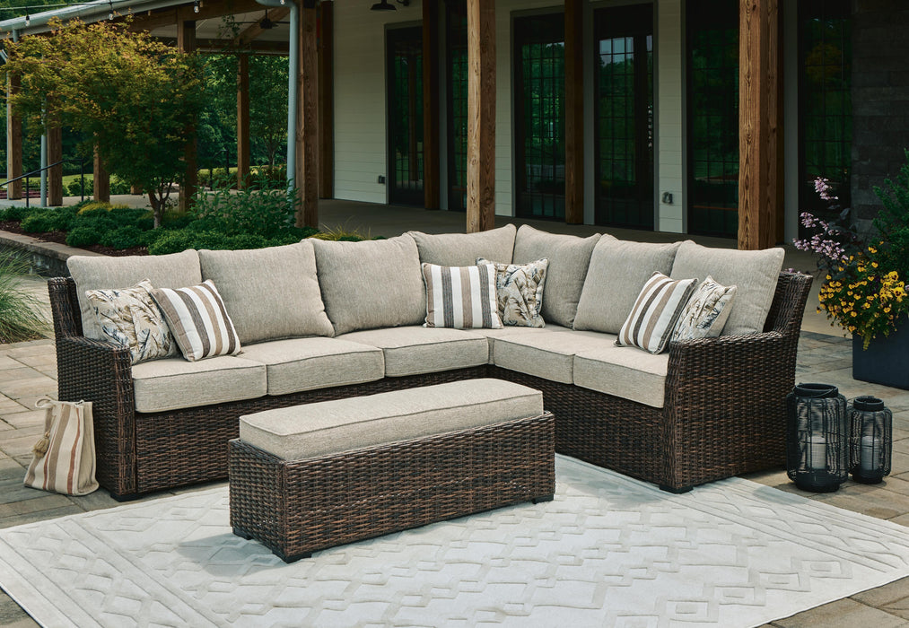 Five Star Furniture - Brook Ranch Outdoor Sofa Sectional/Bench with Cushion (Set of 3)