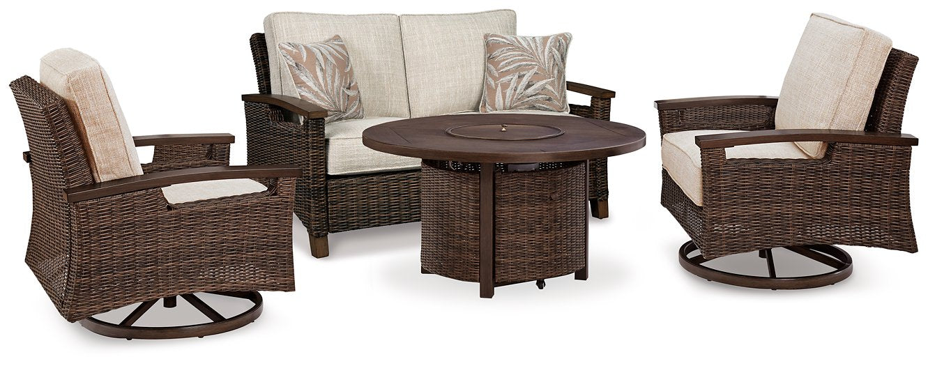 Five Star Furniture - Paradise Trail Outdoor Loveseat, Lounge Chairs and Fire Pit Table - Five Star Furniture & Mattress (GA)