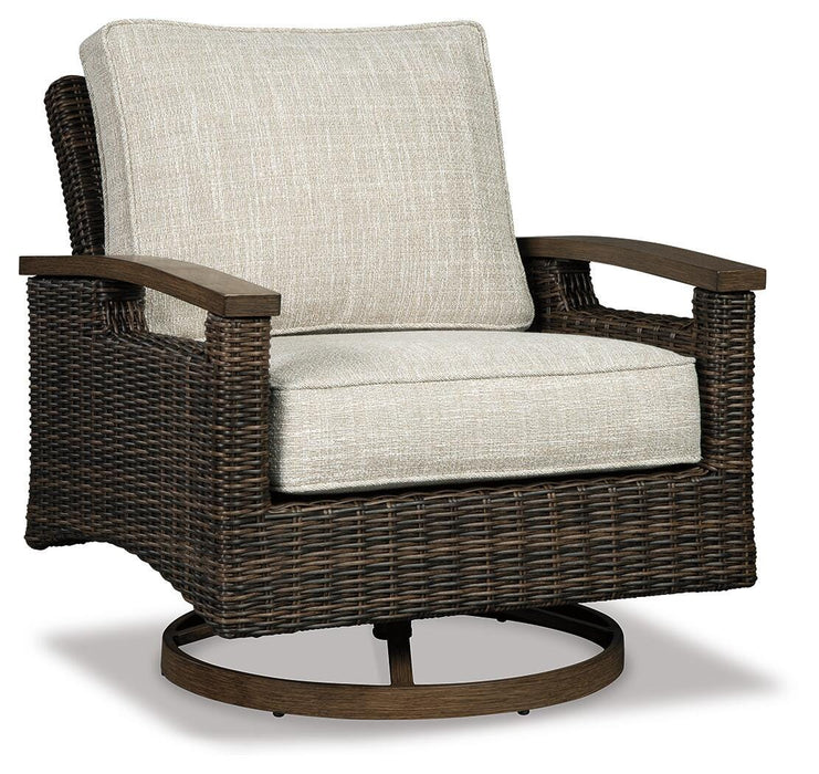 Five Star Furniture - Paradise Trail Paradise Trail Fire Pit Table with 4 Nuvella Swivel Lounge Chairs
