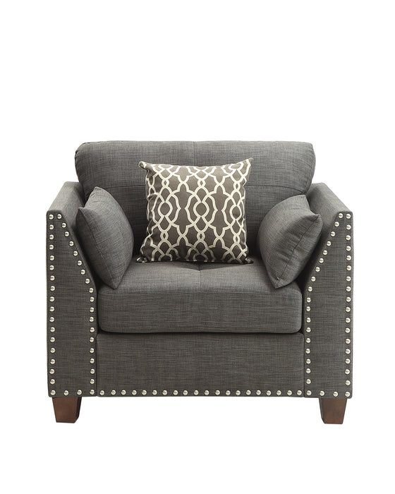 Five Star Furniture - Laurissa Light Charcoal Linen Chair & 3 Pillows