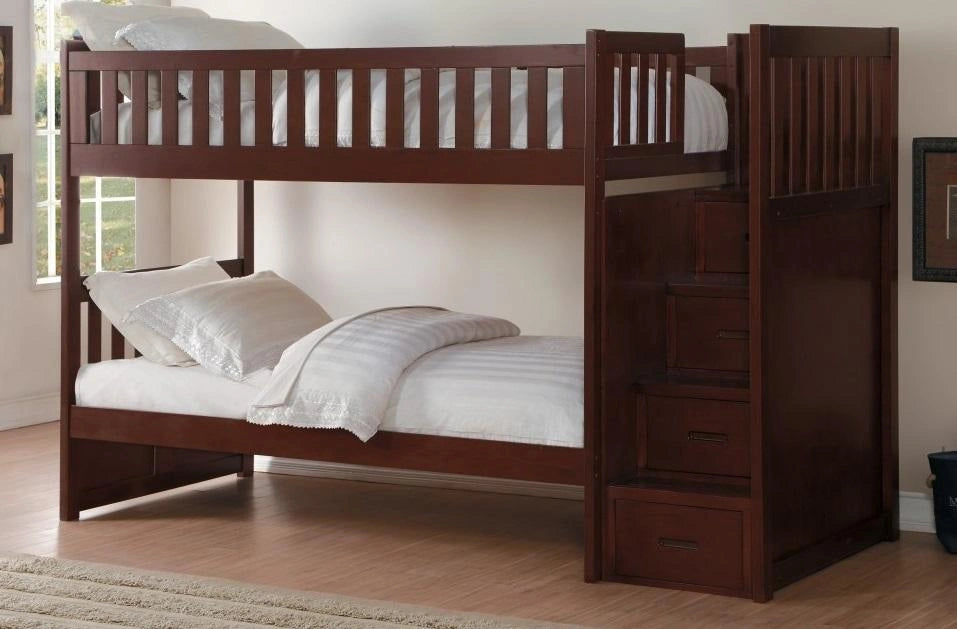 Five Star Furniture - Rowe Bunk Bed w/ Reversible Step Storage in Dark Cherry B2013SBDC-1*