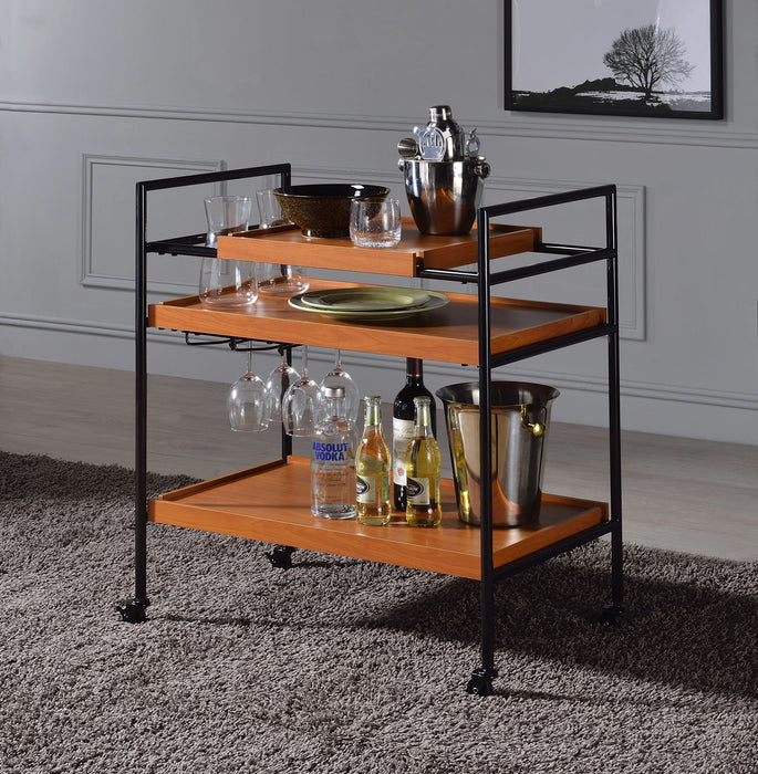 Five Star Furniture - Oaken Honey Oak & Black Serving Cart
