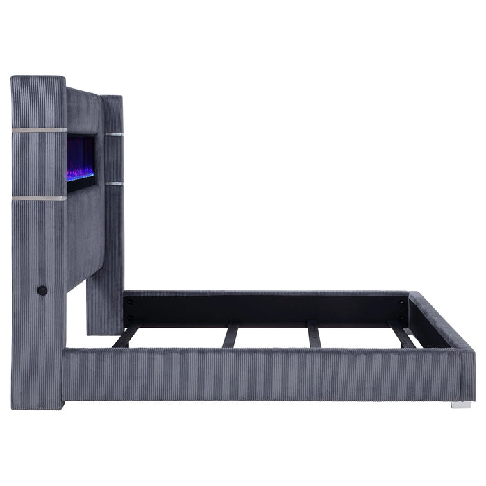 Five Star Furniture - Tisdall Wingback Bed with Flame Visualizer