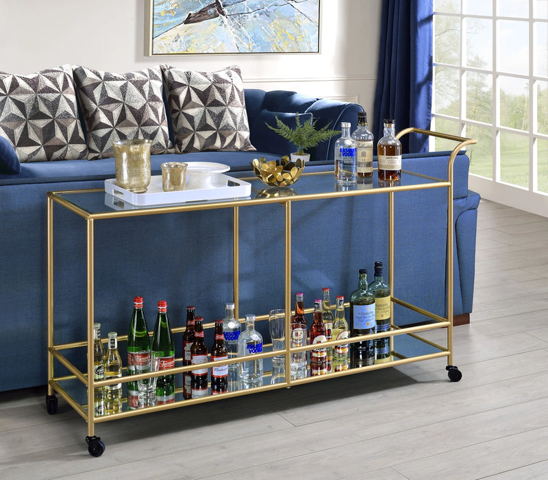 Five Star Furniture - Kenda Clear Glass, Mirrored & Gold Serving Cart