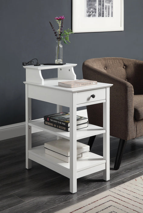 Five Star Furniture - Slayer White Side Table (USB Charging Dock)
