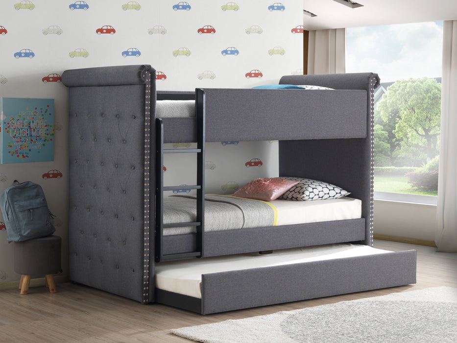 Five Star Furniture - Romana II Gray Fabric Bunk Bed & Trundle (Twin/Twin)