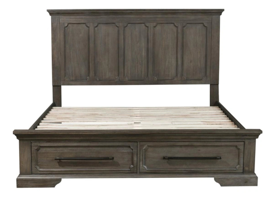 Five Star Furniture - Taulon Queen Platform Bed with Footboard Storage in Dark Oak 5438-1*