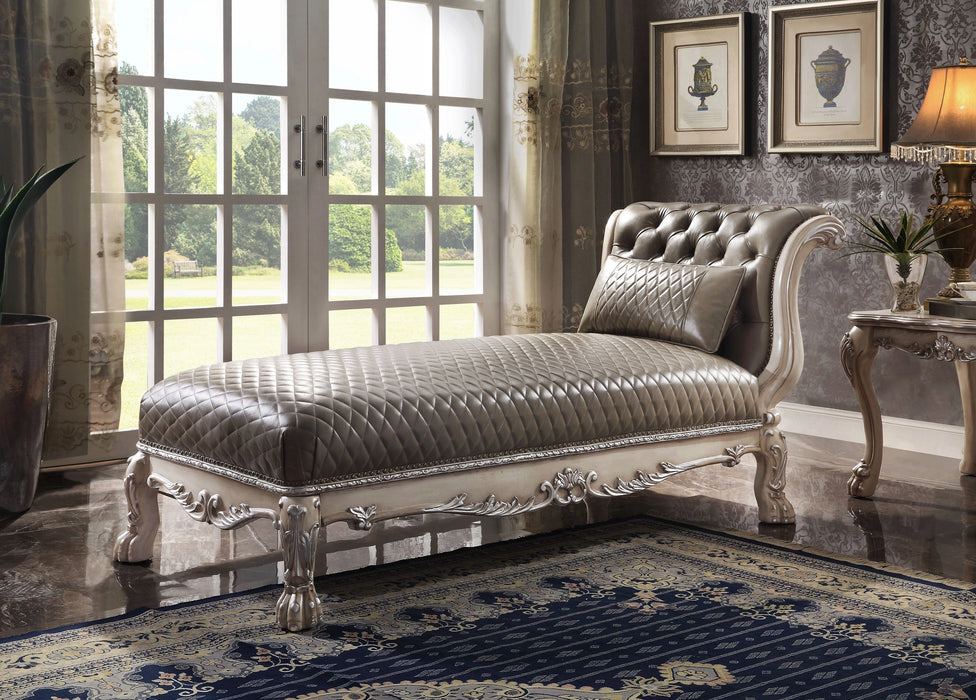 Five Star Furniture - Dresden Vintage Bone White & PU Chaise w/1 Pillow