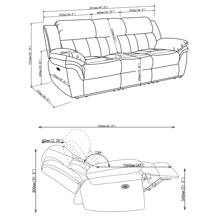Five Star Furniture - Bahrain Power Reclining Sofa