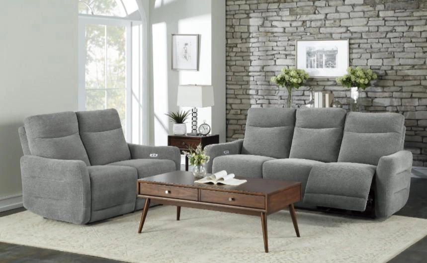 Five Star Furniture - Edition Power Double Lay Flat Reclining Sofa in Dove Grey 9804DV-3PWH