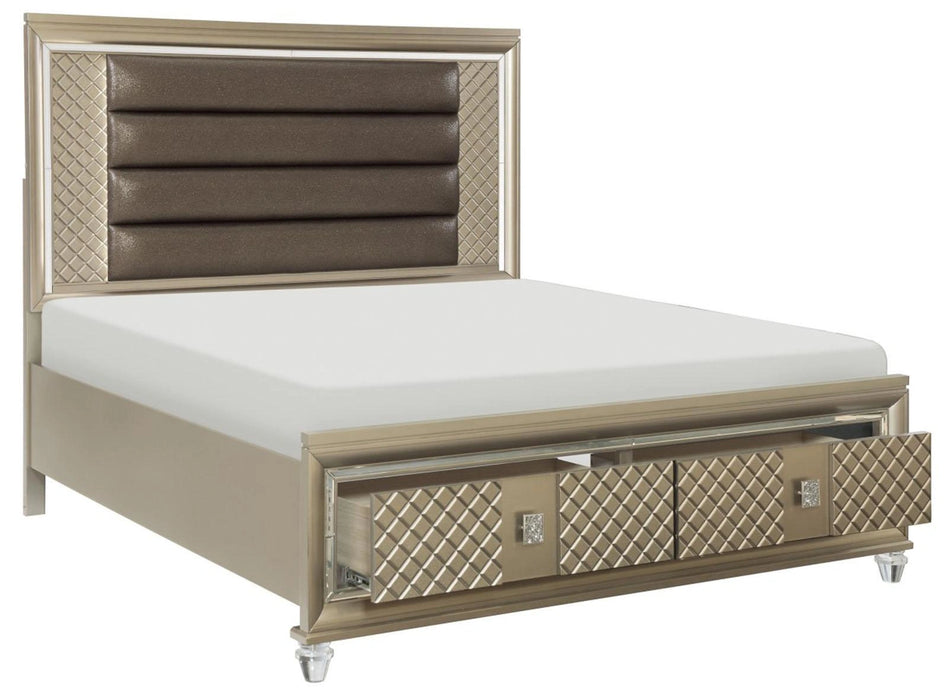 Five Star Furniture - Loudon Queen Platform with Storage Bed in Champagne Metallic 1515-1*