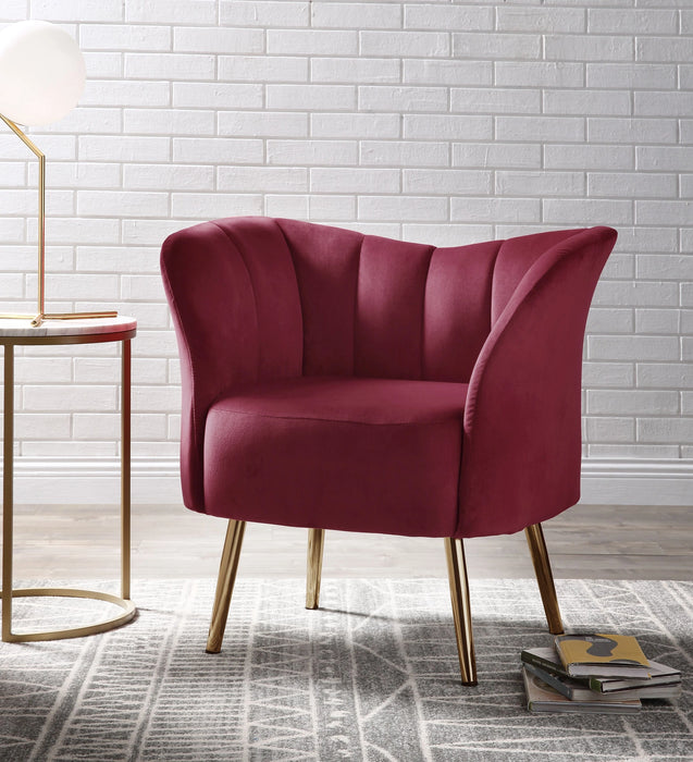 Five Star Furniture - Reese Burgundy Velvet & Gold Accent Chair