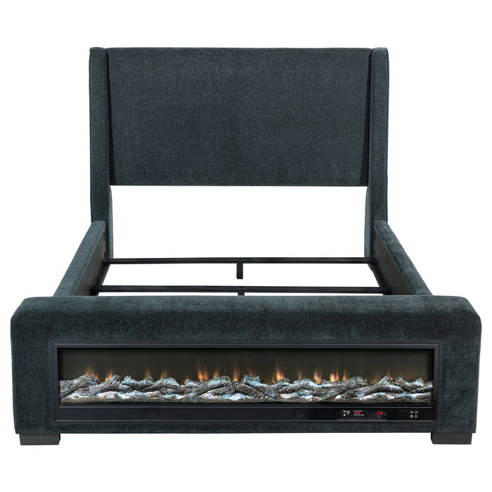 Five Star Furniture - Preston Wingback Bed with Flame Visualizer and Bluetooth Speaker
