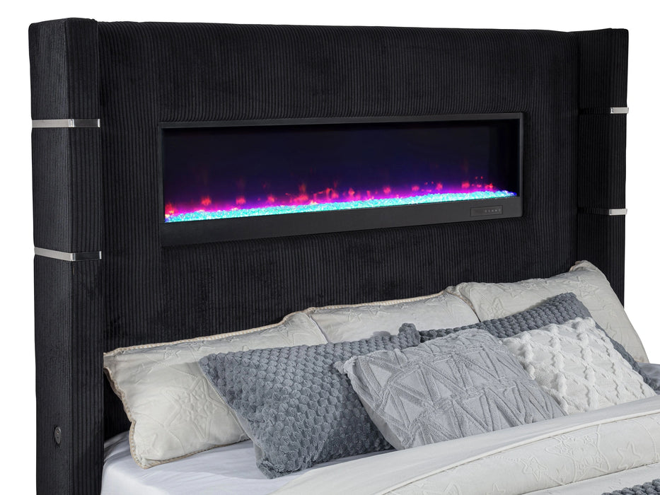Five Star Furniture - Tisdall Wingback TV Bed with Flame Visualizer