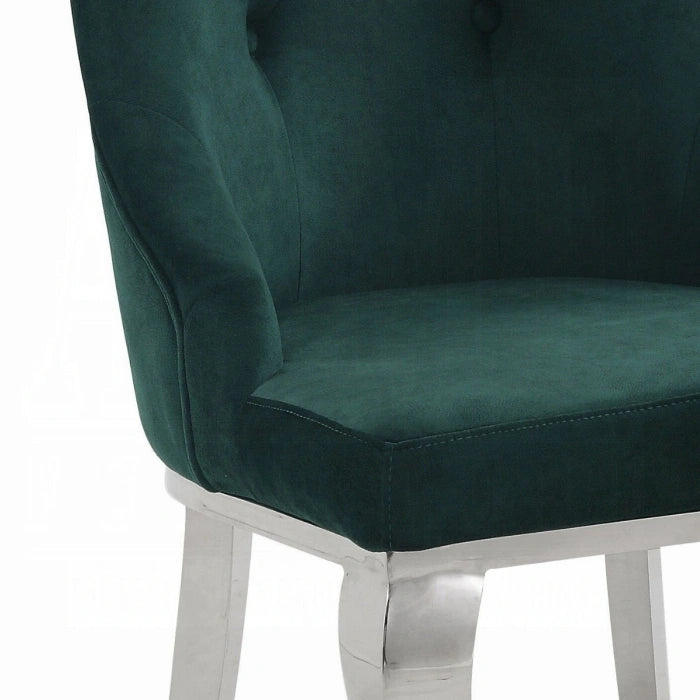 Five Star Furniture - Dekel Green Fabric & Stainless Steel Side Chair