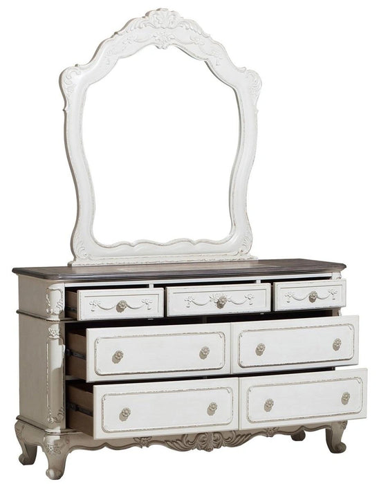 Five Star Furniture - Cinderella 7 Drawer Dresser in Antique White with Grey Rub-Through 1386NW-5