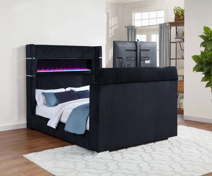 Five Star Furniture - Tisdall Wingback TV Bed with Flame Visualizer