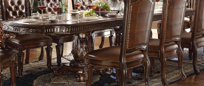 Five Star Furniture - Acme Vendome Double Pedestal Dining Table with Two Leaves in Cherry 62000