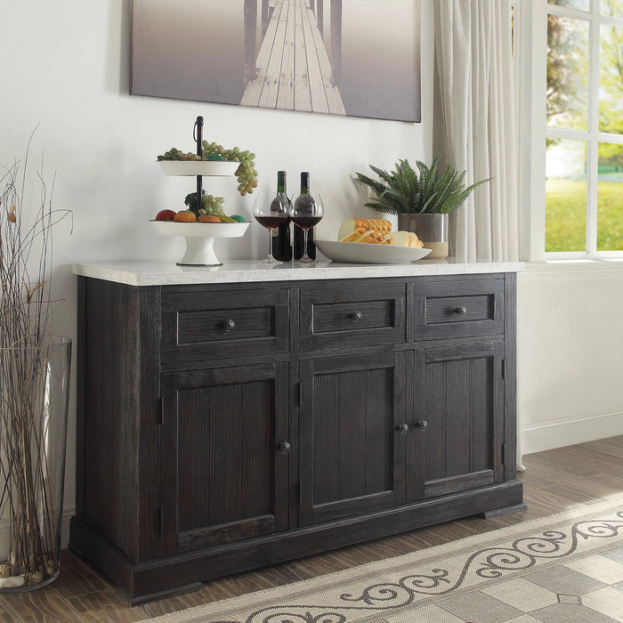 Five Star Furniture - Nolan White Marble & Salvage Dark Oak Server