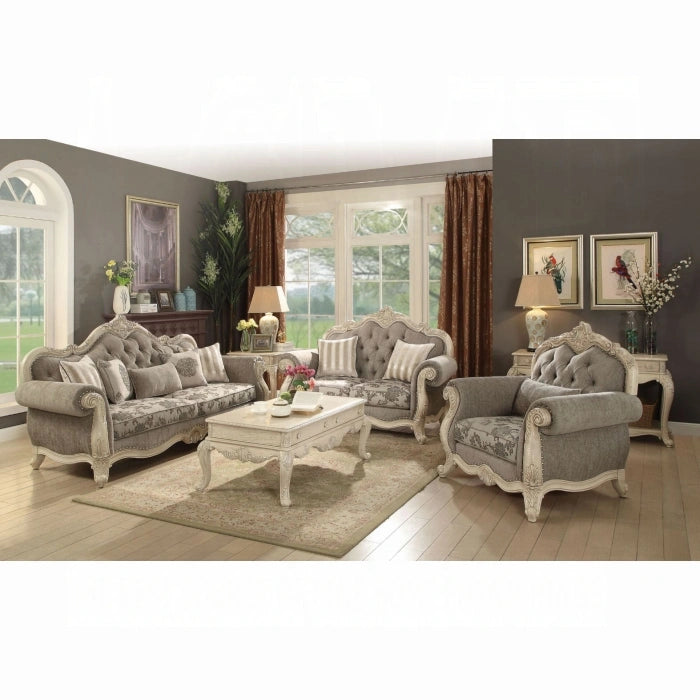 Five Star Furniture - Ragenardus Gray Fabric & Antique White Sofa w/5 Pillows