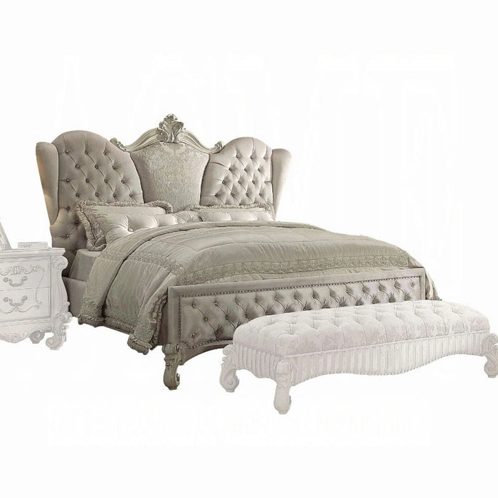 Five Star Furniture - Versailles Ivory Velvet & Bone White California King Bed