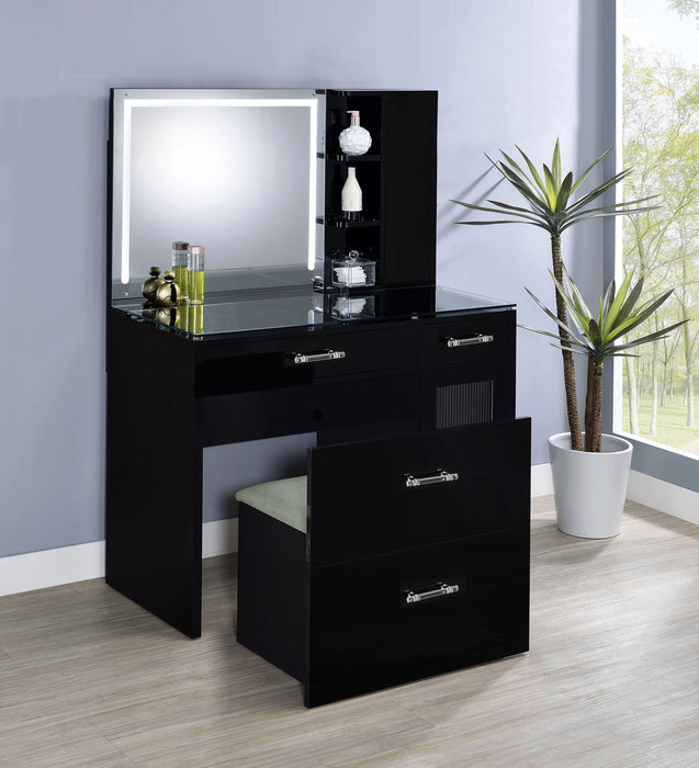 Five Star Furniture - Flora Makeup Vanity Table with LED Mirror and Stool