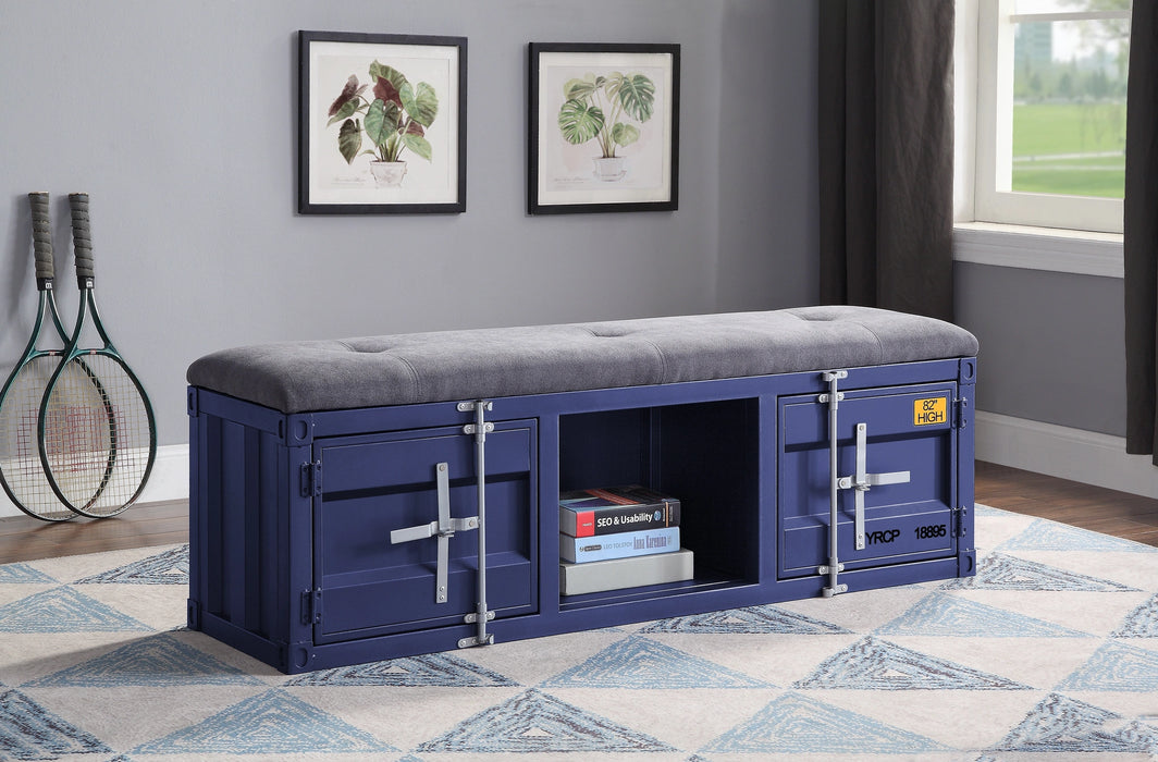 Five Star Furniture - Cargo Gray Fabric & Blue Bench (Storage)