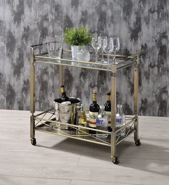 Five Star Furniture - Matiesen Antique Gold & Clear Glass Serving Cart