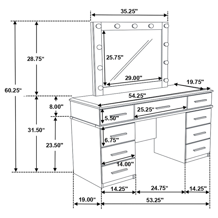 Five Star Furniture - Felicity Makeup Vanity Table with LED Mirror