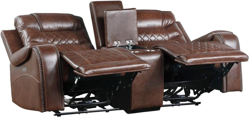 Five Star Furniture - Putnam Power Double Reclining Loveseat in Brown 9405BR-2PW