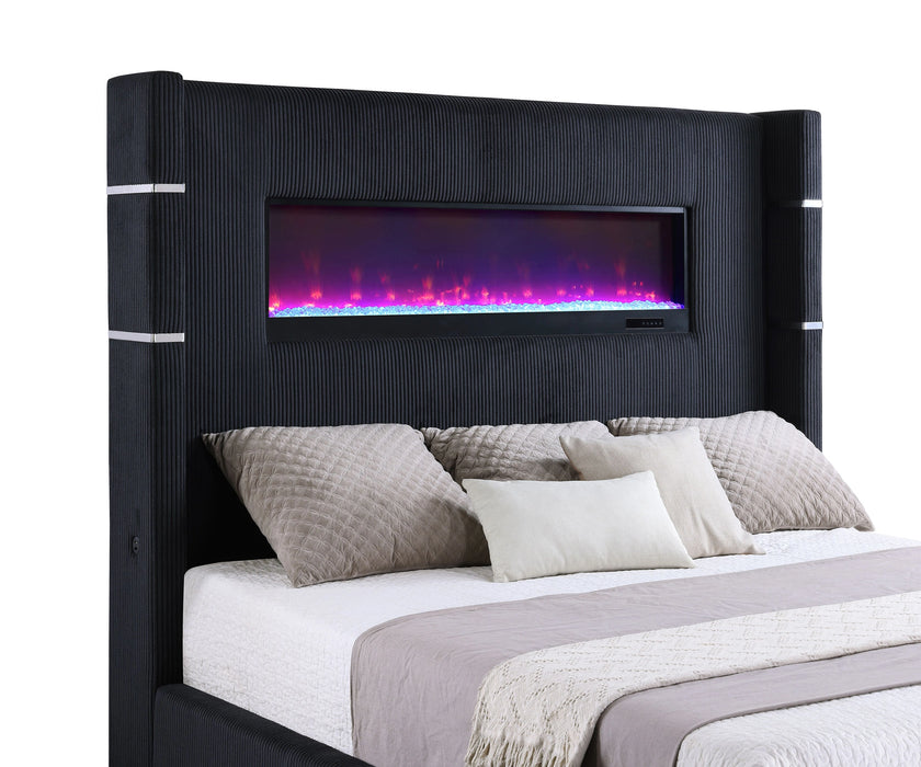 Five Star Furniture - Tisdall Wingback Bed with Flame Visualizer