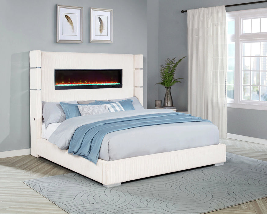 Five Star Furniture - Tisdall Wingback Bed with Flame Visualizer