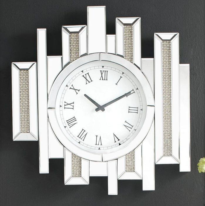 Five Star Furniture - Lavina Mirrored & Faux Diamonds Wall Clock