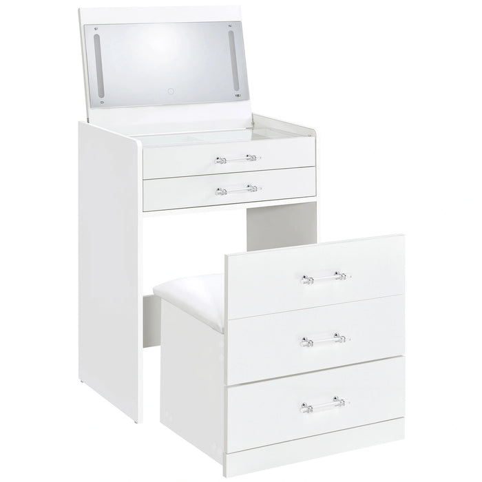 Five Star Furniture - Danbury Makeup Vanity Table with LED Mirror and Stool