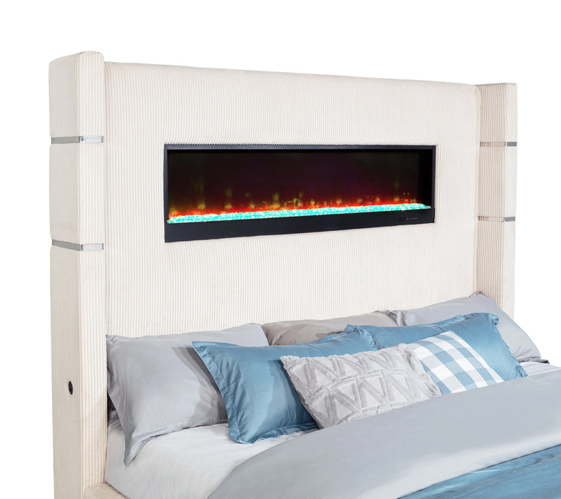 Five Star Furniture - Tisdall Wingback Bed with Flame Visualizer