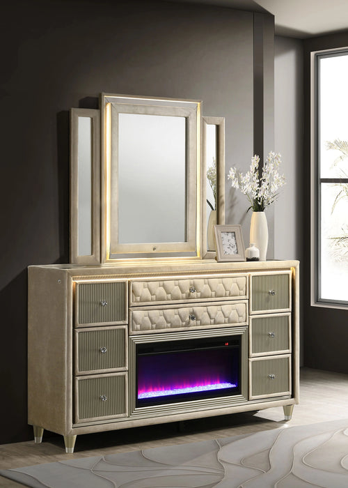 Five Star Furniture - Lorient LED Dresser with LED Mirror and Flame Visualizer