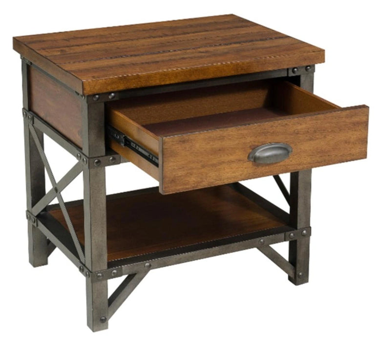 Five Star Furniture - Holverson Nightstand in Rustic Brown & Gunmetal 1715-4