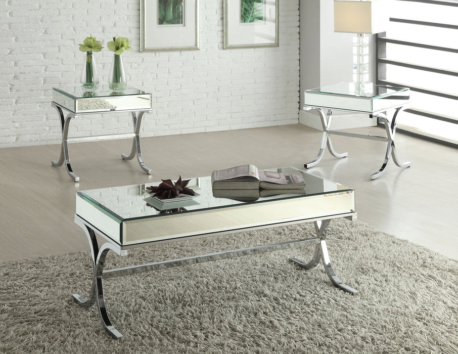 Five Star Furniture - Yuri Mirrored Top & Chrome Coffee Table