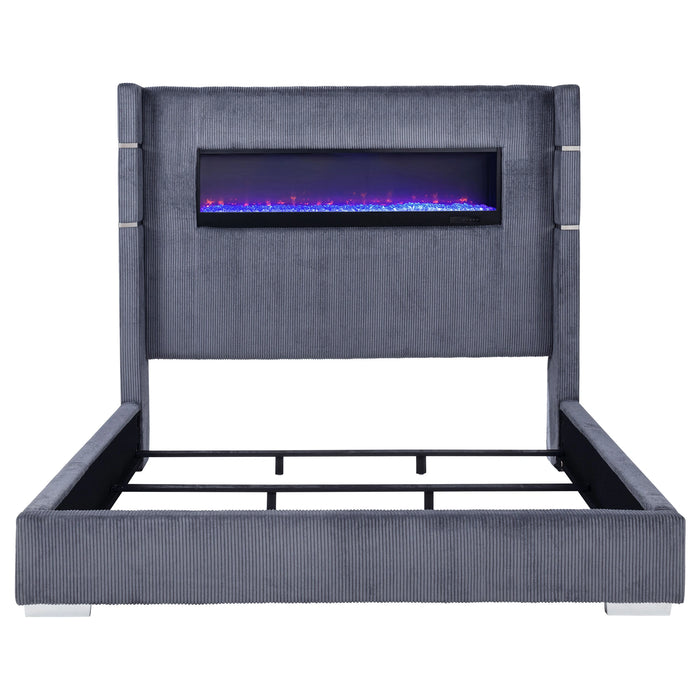 Five Star Furniture - Tisdall Wingback Bed with Flame Visualizer