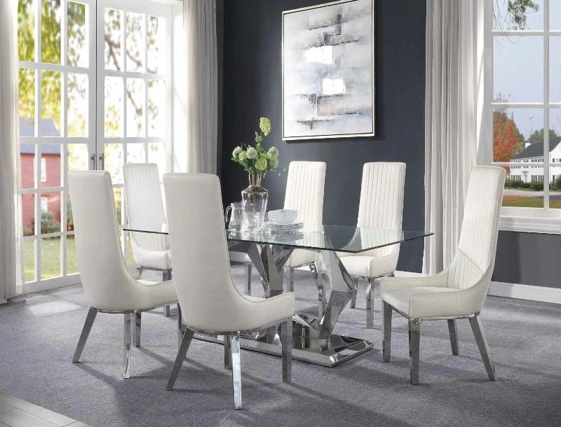 Five Star Furniture - Gianna Clear Glass & Stainless Steel Dining Room Set