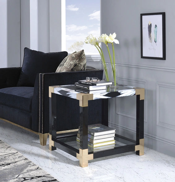 Five Star Furniture - Lafty White Brushed & Clear Glass End Table
