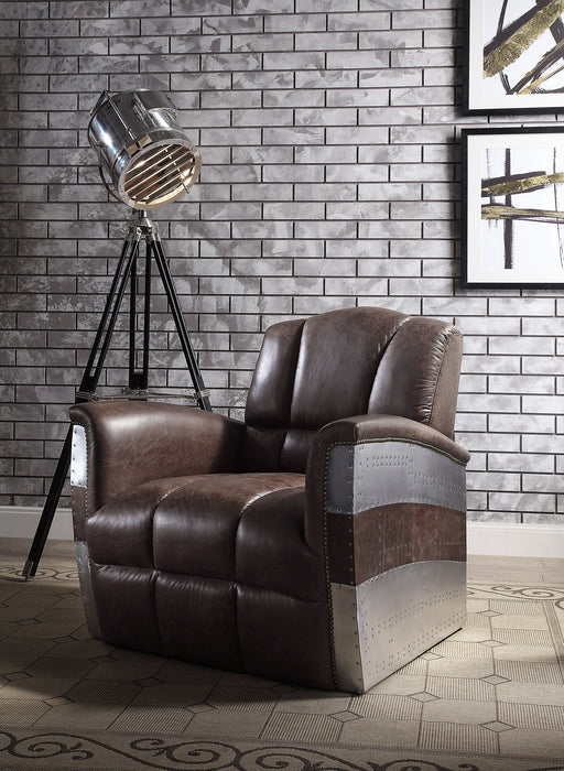 Five Star Furniture - Brancaster Retro Brown Top Grain Leather & Aluminum Accent Chair