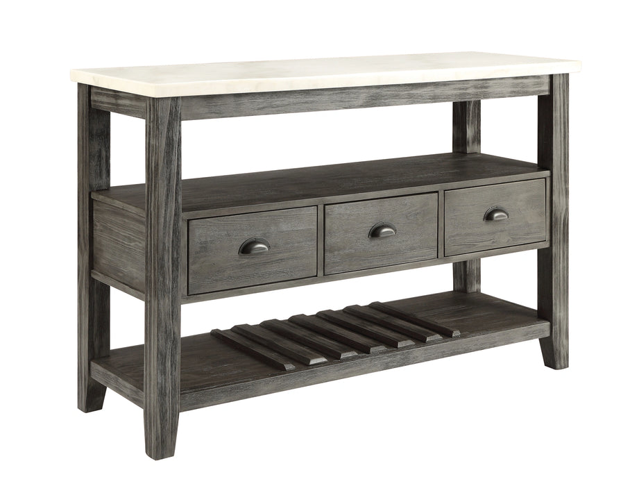 Five Star Furniture - Merel White Marble & Gray Oak Server