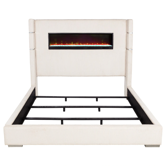 Five Star Furniture - Tisdall Wingback Bed with Flame Visualizer