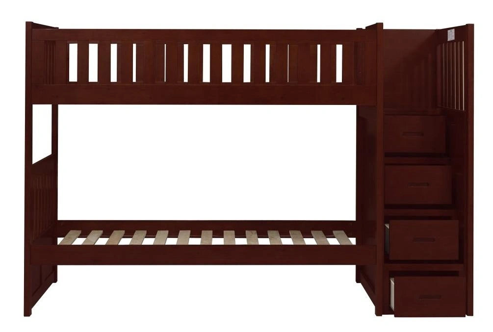 Five Star Furniture - Rowe Bunk Bed w/ Reversible Step Storage in Dark Cherry B2013SBDC-1*