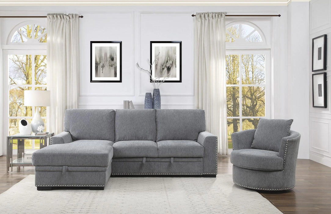Five Star Furniture - Morelia 2pc Sectional with Pull Out Bed and Left Chaise in Dark Gray 9468DG*2LC2R