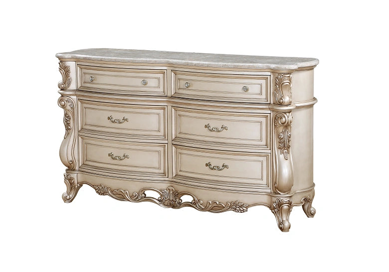 Five Star Furniture - Gorsedd Marble & Antique White Dresser