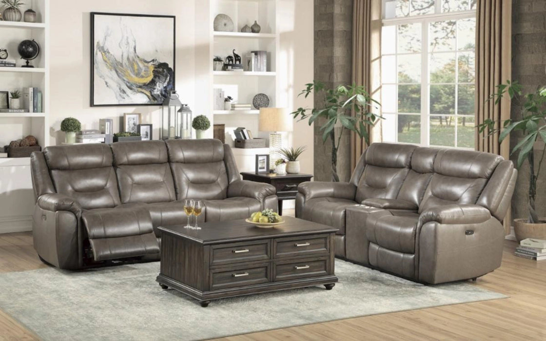 Five Star Furniture - Danio Power Double Reclining Loveseat with Power Headrests in Brownish Gray 9528BRG-2PWH